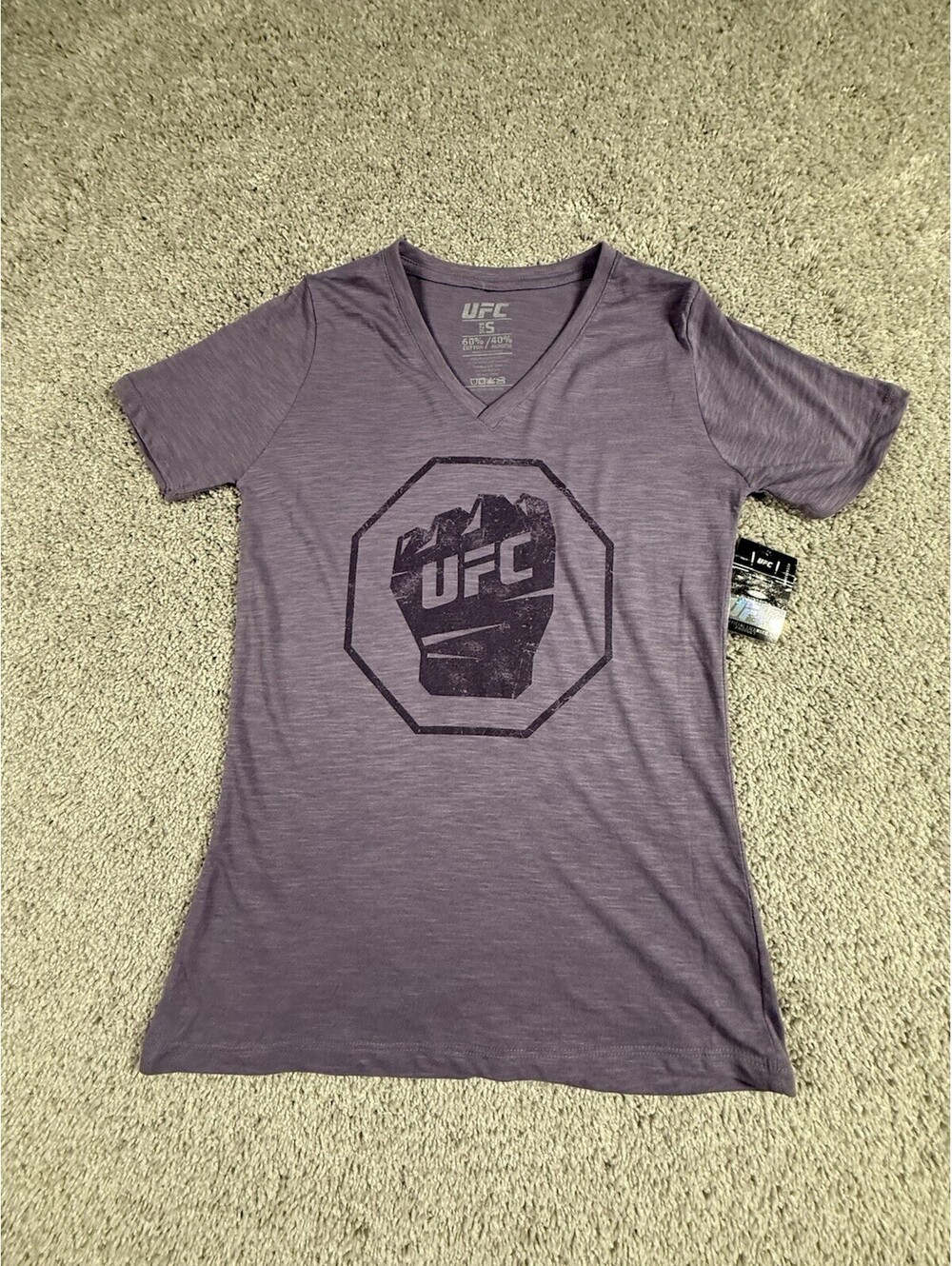 NWT UFC Womens Distressed Logo Graphic T-Shirt, purple Small